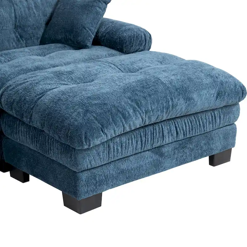 120.87 Chenille L-Shaped Sleeper Sectional Sofa with Ottoman