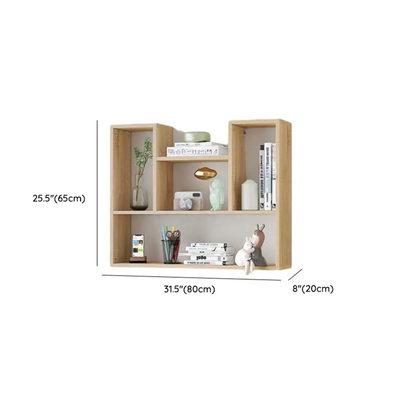 Modern Wooden 3-Tier Open Back Wall-Mounted Bookcase