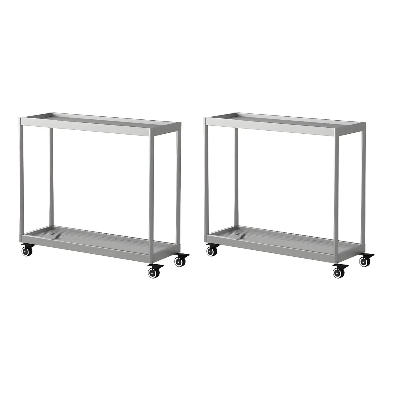 Gold Glass Rectangular Top Shelf Side Table on Wheels