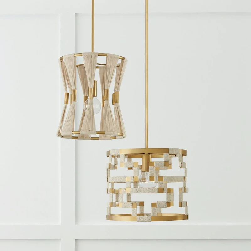Hala 13.5  1-light Patinaed Brass/ Bleached Natural Jute Pendant