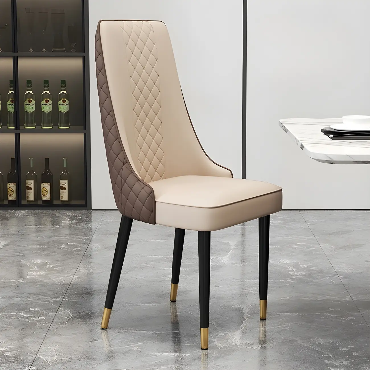 Modern Leather Full Back Upholstered Dining Chair