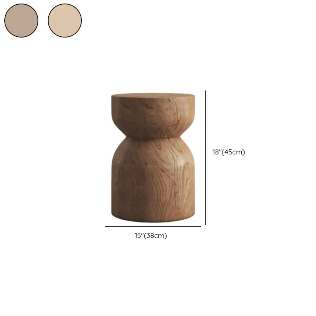 Hourglass Wooden Natural Finish Chairside Table