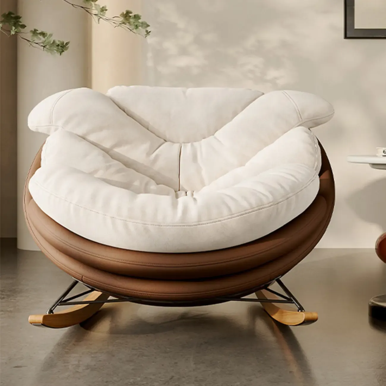 Modern Ergonomic Upholstered Rocking Chair Optional Ottoman