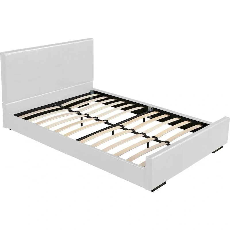 HomeRoots White Faux Leather King Bed Frame
