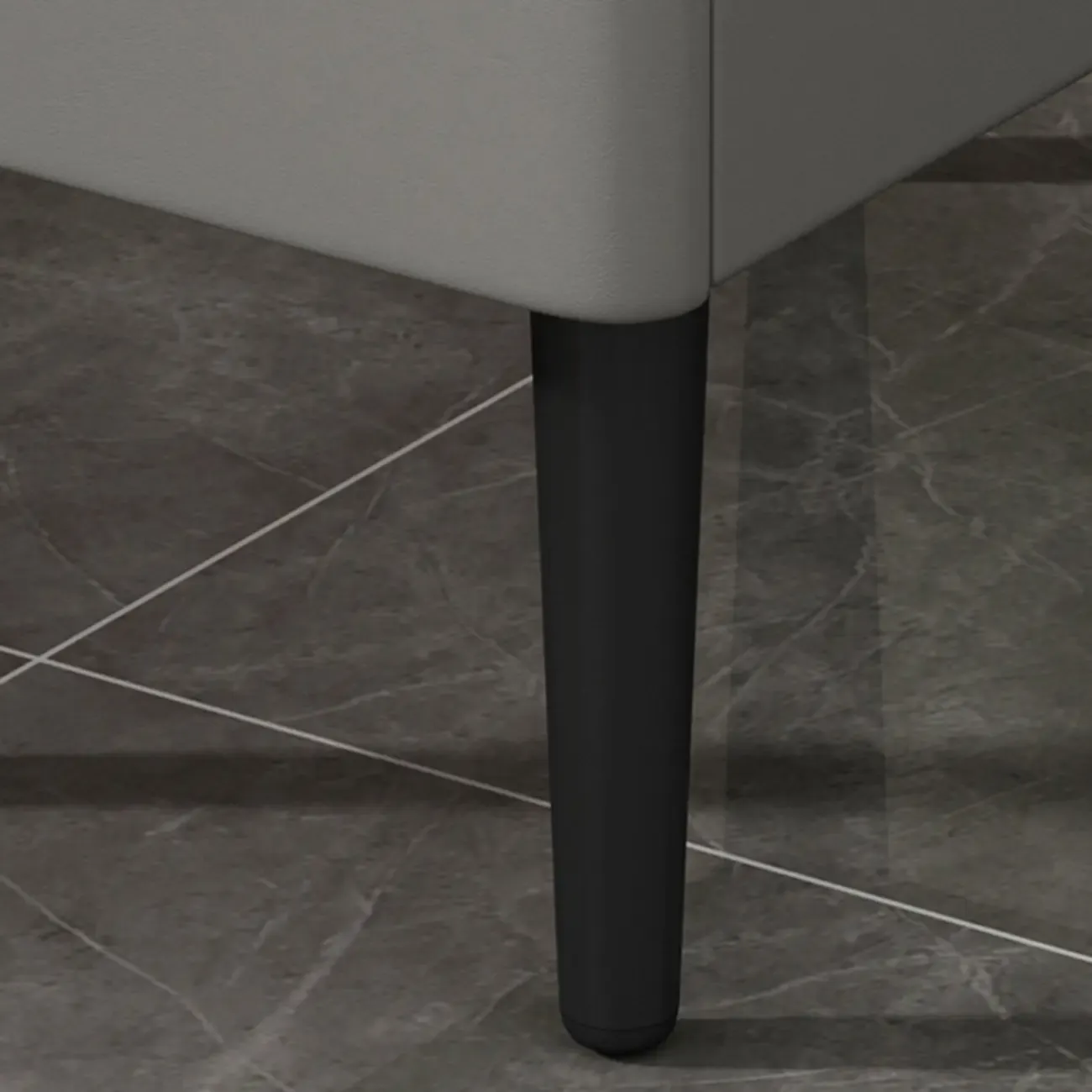 Trendy Gray Bedside 2-Drawer Nightstand with Stone Top