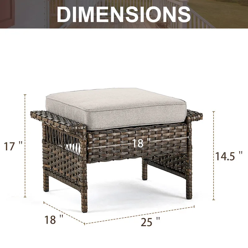 Gymojoy Patio Swivel Rocking Lounge Chair with Ottoman - Brown