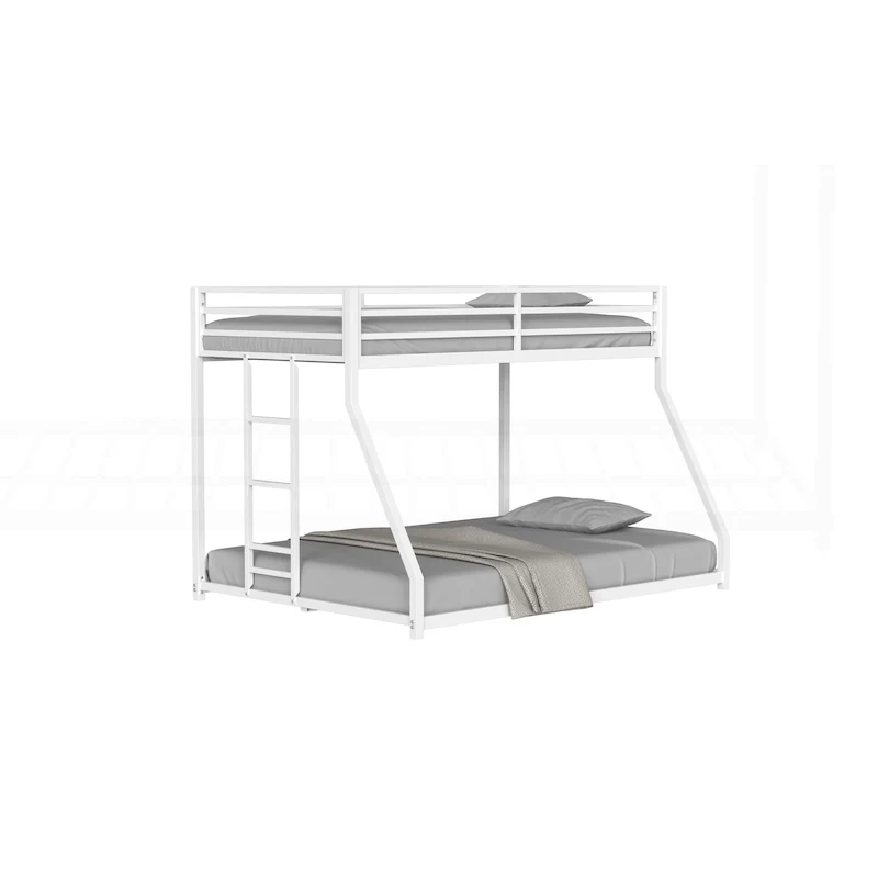 Sturdy Metal White Bunk Bed for Kids and Adults with Multiple Safety Features