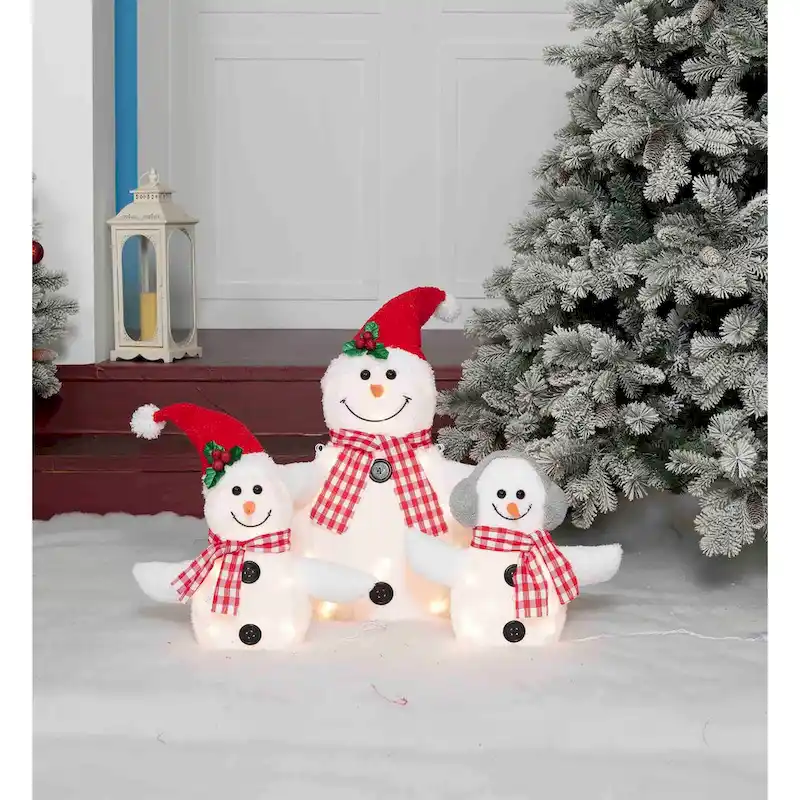 Set of 3 UL Plush Snowman Family Sculpture