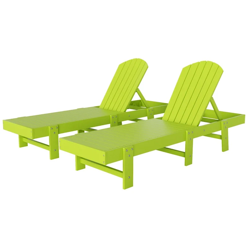 Polytrends Altura Armless Poly Eco-Friendly All Weather Reclining Chaise Lounge (Set of 2)
