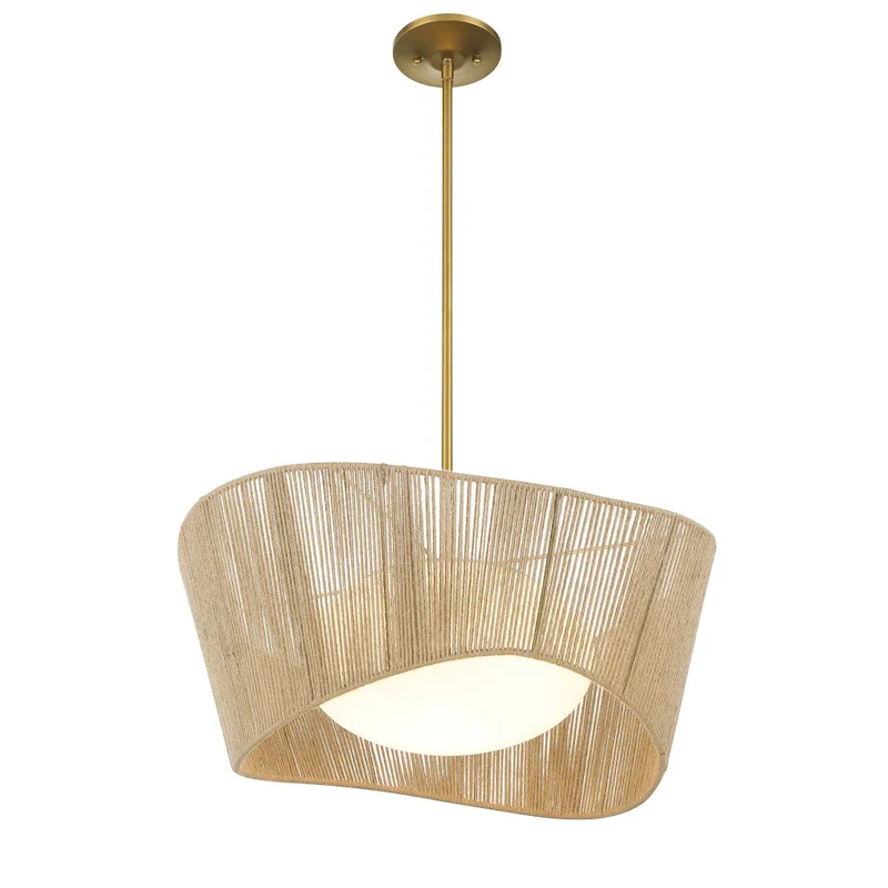 Lavery Key Largo Soft Brass & Etched Opal Glass 1 Light Pendant - 22