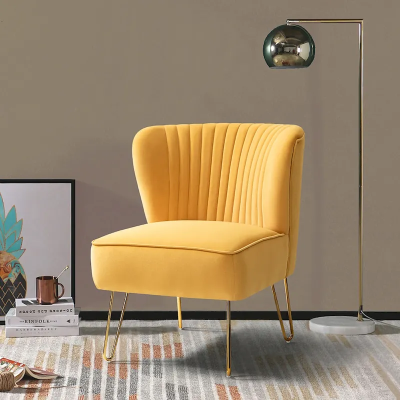Barto Modern Velvet Tufted Side Chair with Golden Legs by HULALA HOME