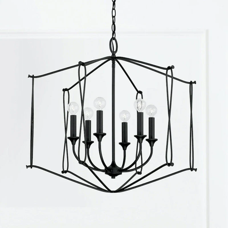 Bentley 28  6-light Black Iron Foyer Pendant