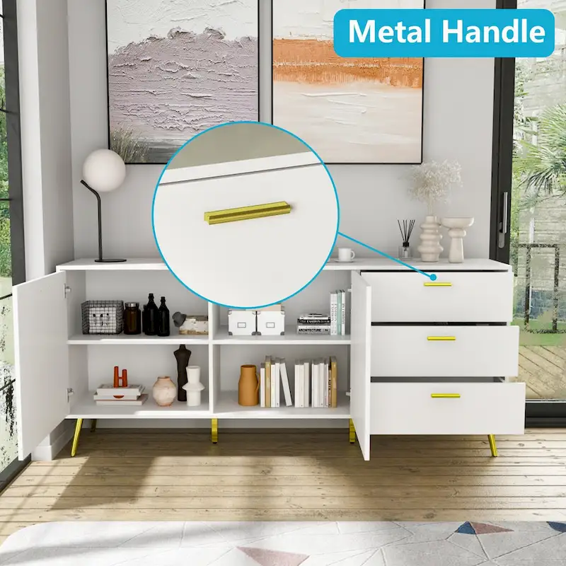 3 Drawer 69 W Chest&Dresser With Metal Handles&Legs