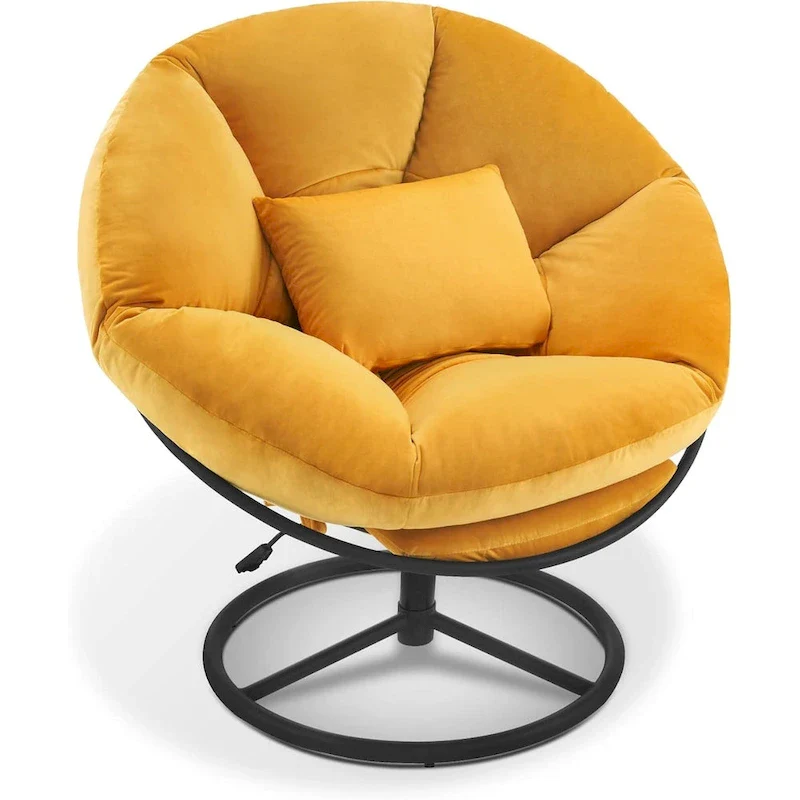 MCombo Gas Lift Swivel Papasan Chair with Height Adjustment, Velvet HQ405