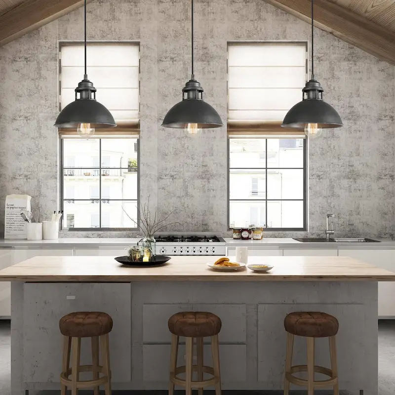 The Gray Barn Farmhouse 1-Light Dome Pendant Industrial Island Lights - D9  x H7.3