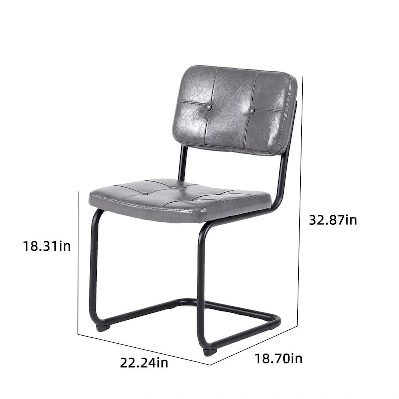 Modern Simple Leather Dining Chair with Metal Pipe