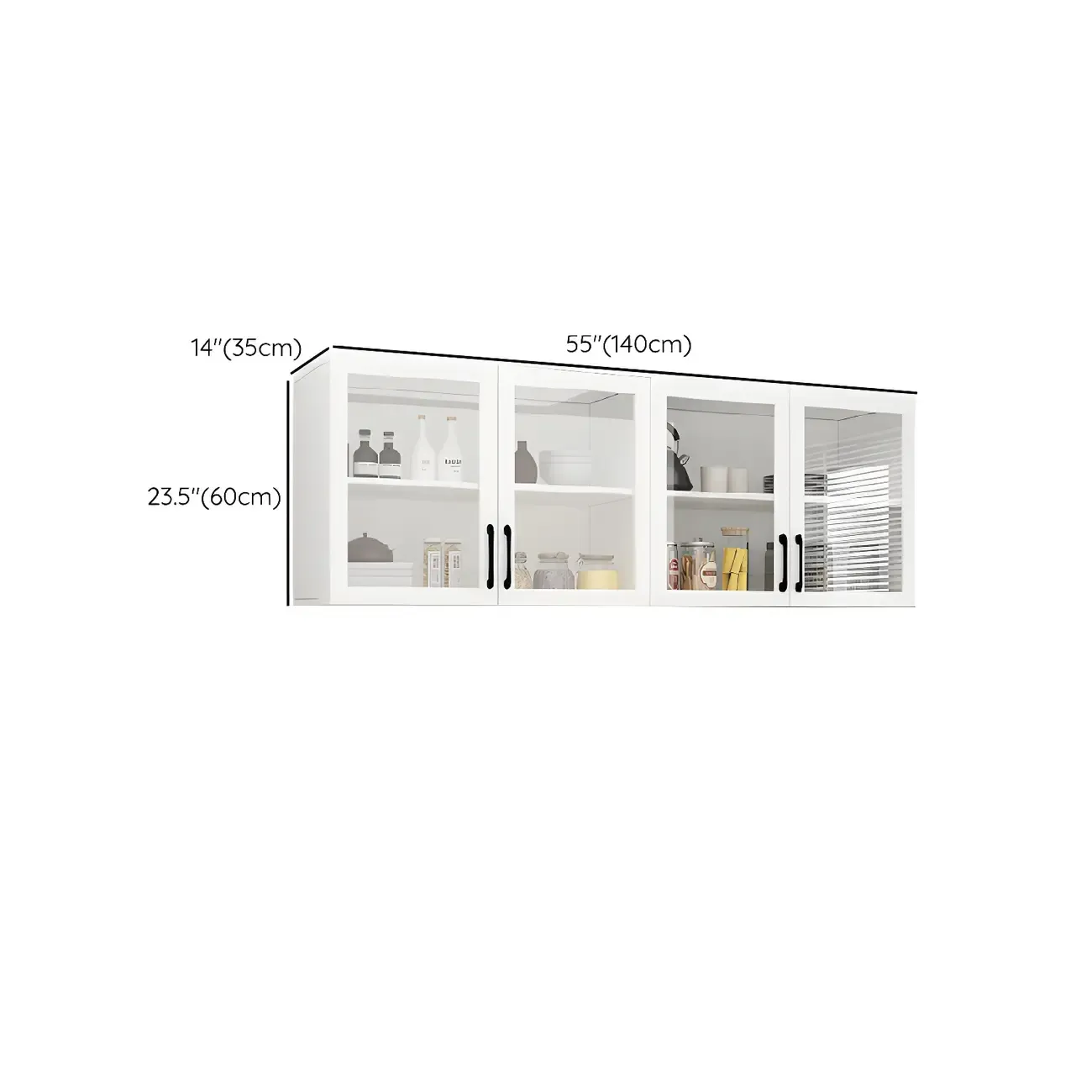 White Rectangular Wall-Mounted Wood China Cabinet