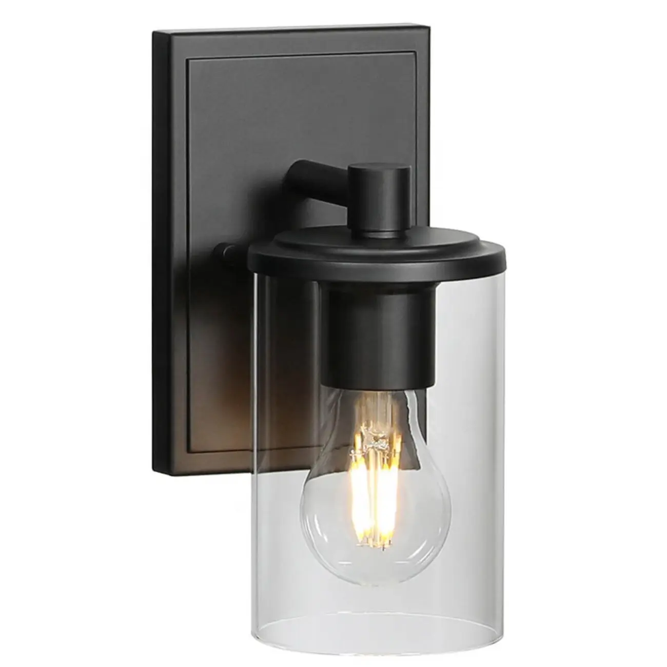 3-Light Black Clear Glass Cylinder Vanity Lights