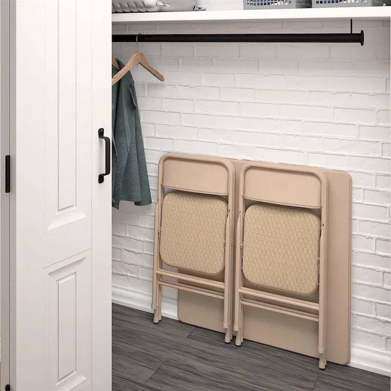 COSCO 5-Piece Folding Vinyl Table and Fabric Chair Set - 5 piece