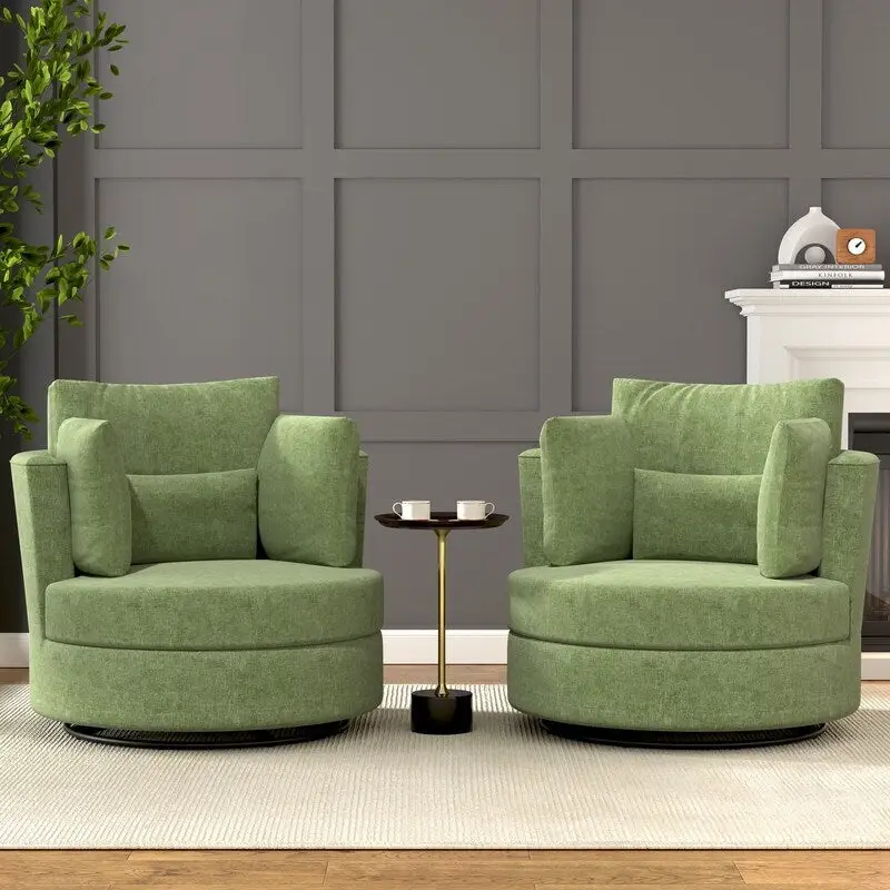 Chenille Swivel Soft Modern Upholstered Accent Chair (Set of 2)