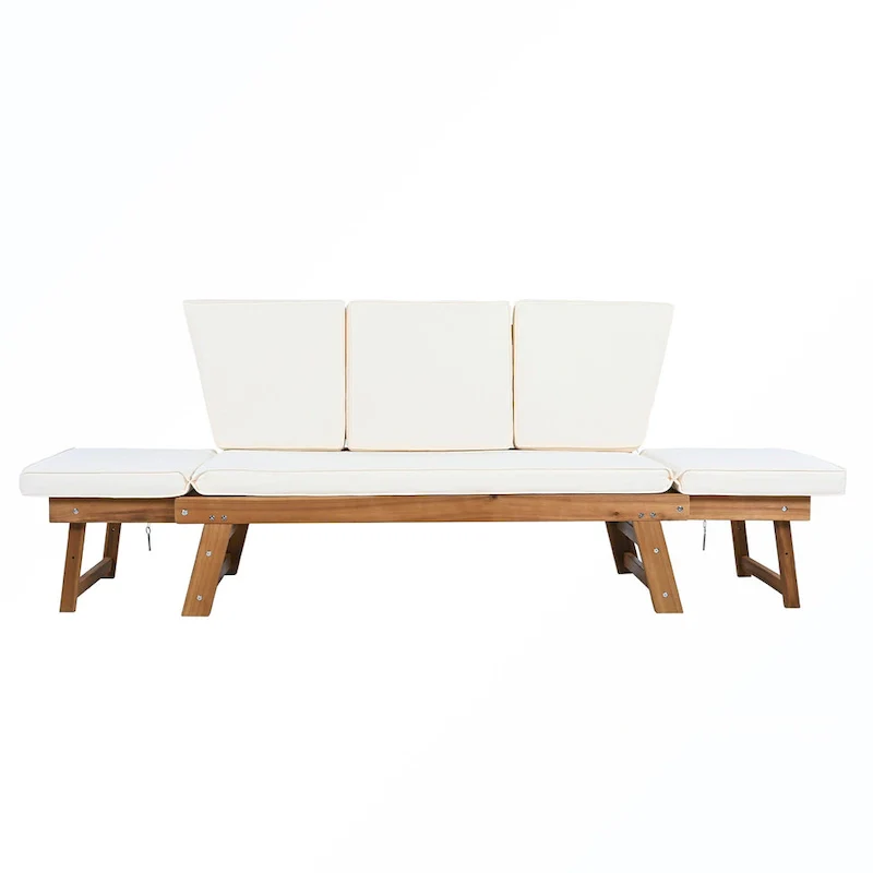 Patio Adjustable Patio Wooden Daybed Sofa