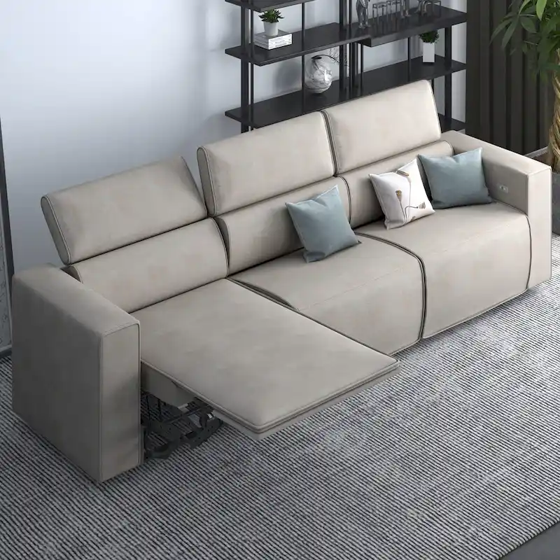 Mixoy Power Reclining Sofa, Faux Leather Electic Sofa Recliner,Theater Seating Furniture with USB Charging Station