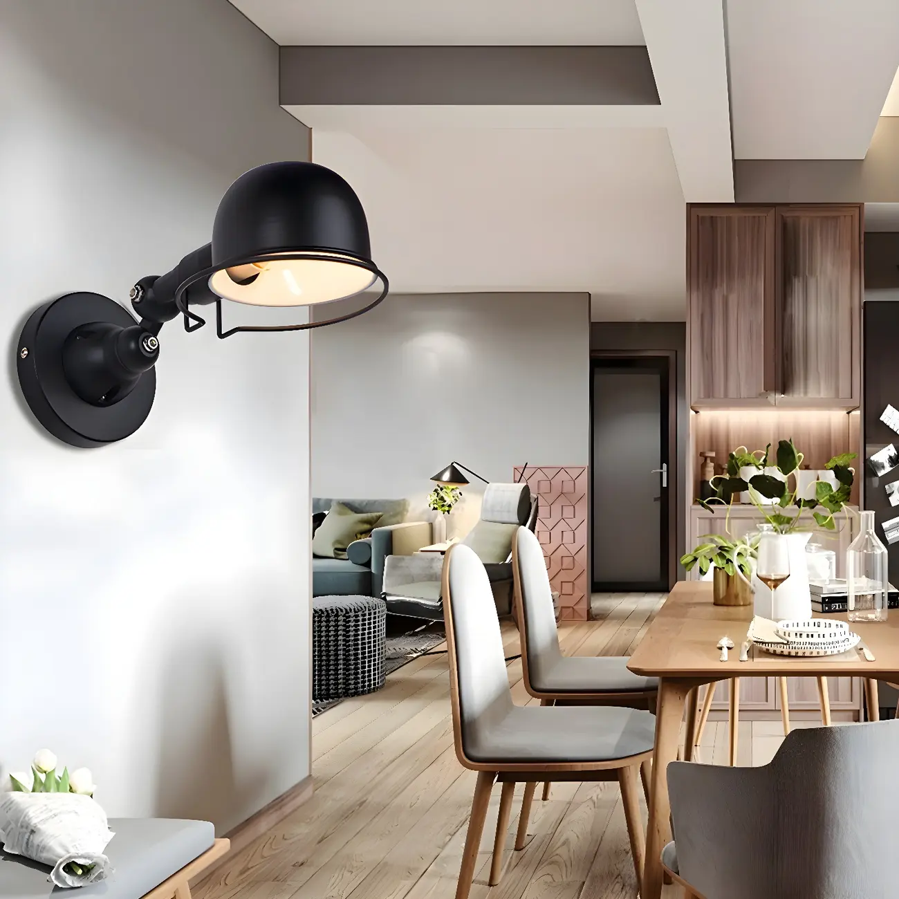 Industrial Black Dome 12“ Adjustable Arm Wall Sconce