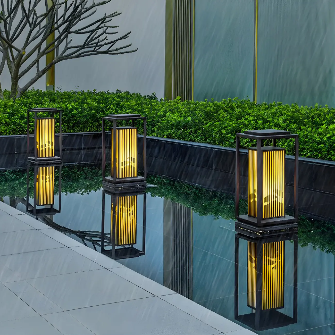 Elegant Vertical Open Rectangle Shade Post Cap Light