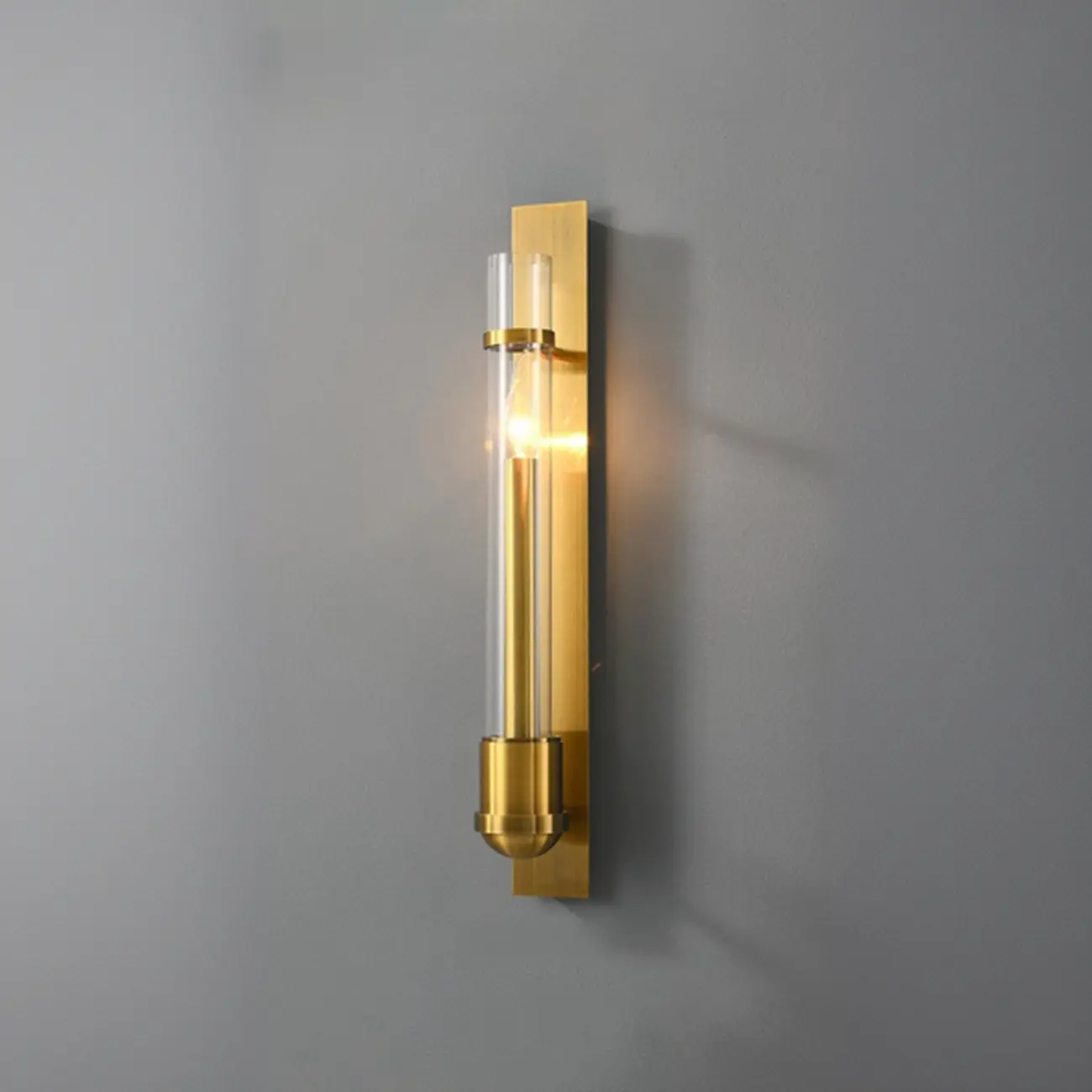 Medium Cylinder Glass Gold LED Wall Sconce Light Fixture