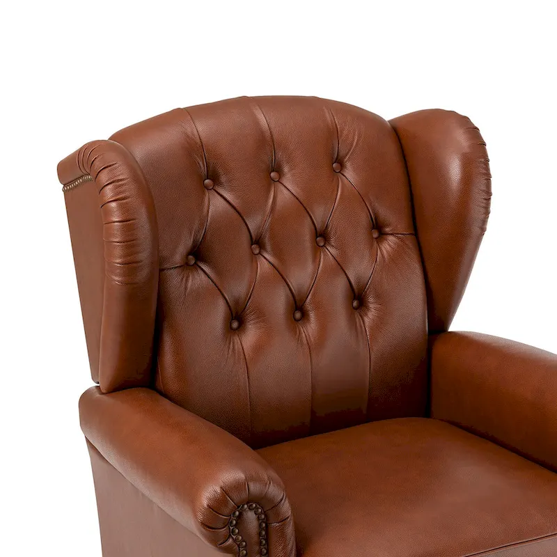 Alex Classic Leather Armchair with Nailhead Trim by HULALA HOME
