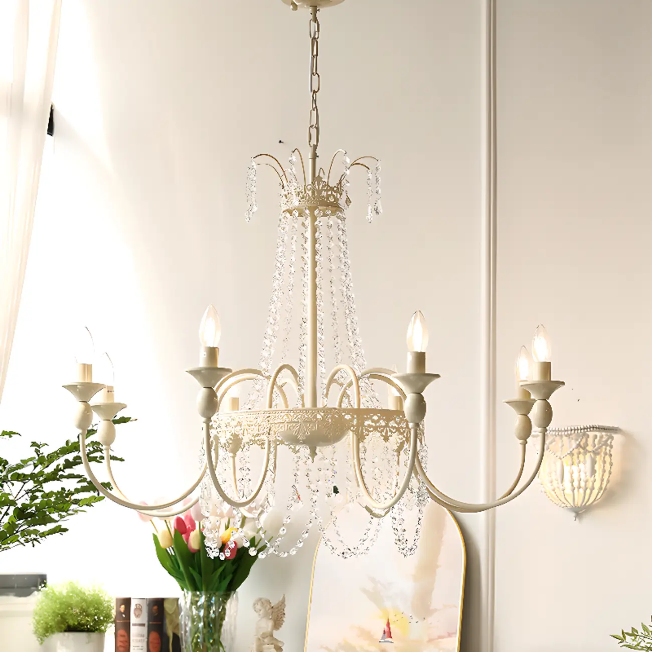 Modern Chalk Candelabra Metal Crystal Chandelier