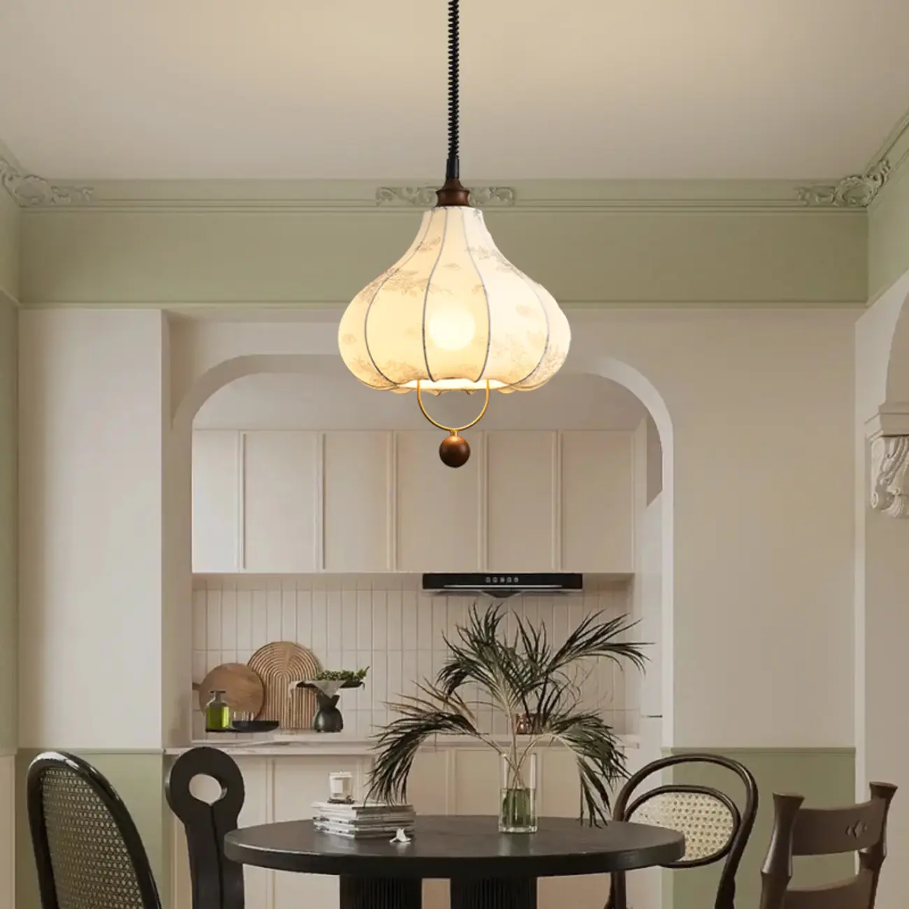 Art Deco Fabric Petal Blossom Hanging Pendant Light Fixture