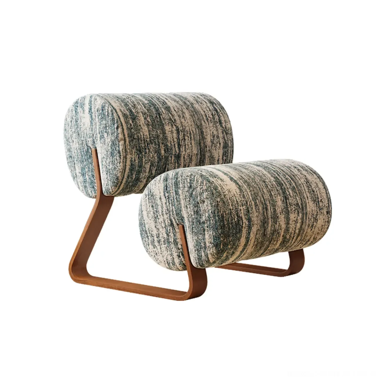 Mid-Century Modern Sherpa Armless Accent Chair with Metal Base