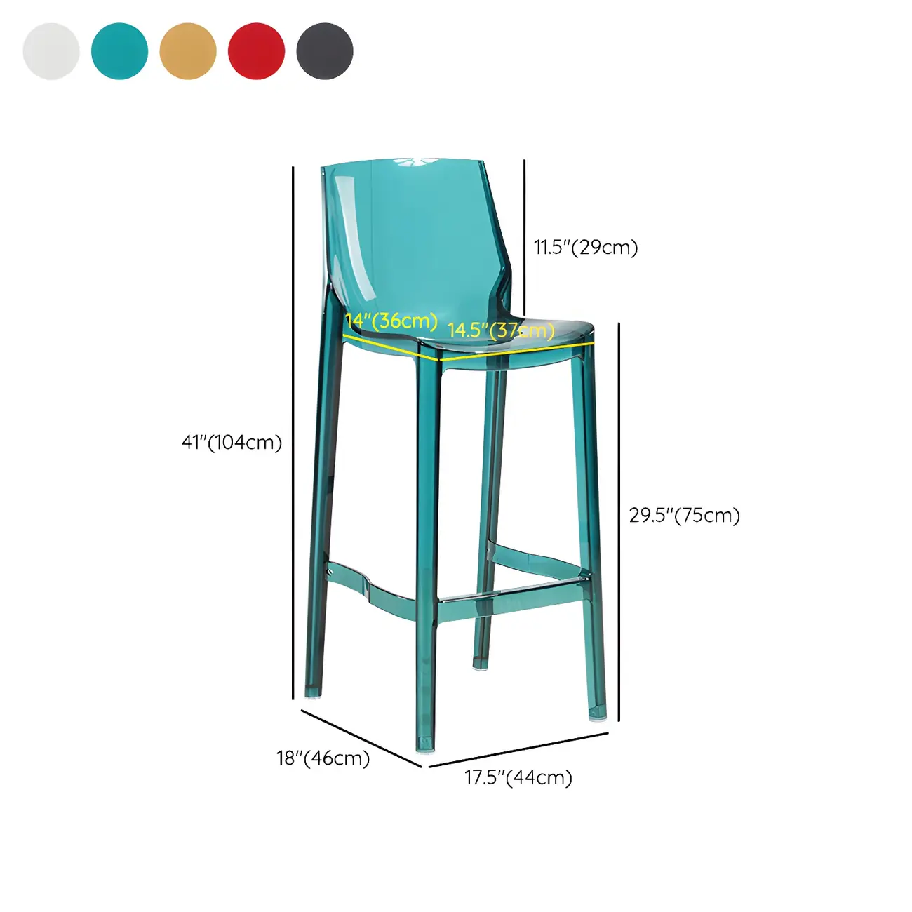 Modern Acrylic Transparent Chic Rectangle Durable Bar Stool