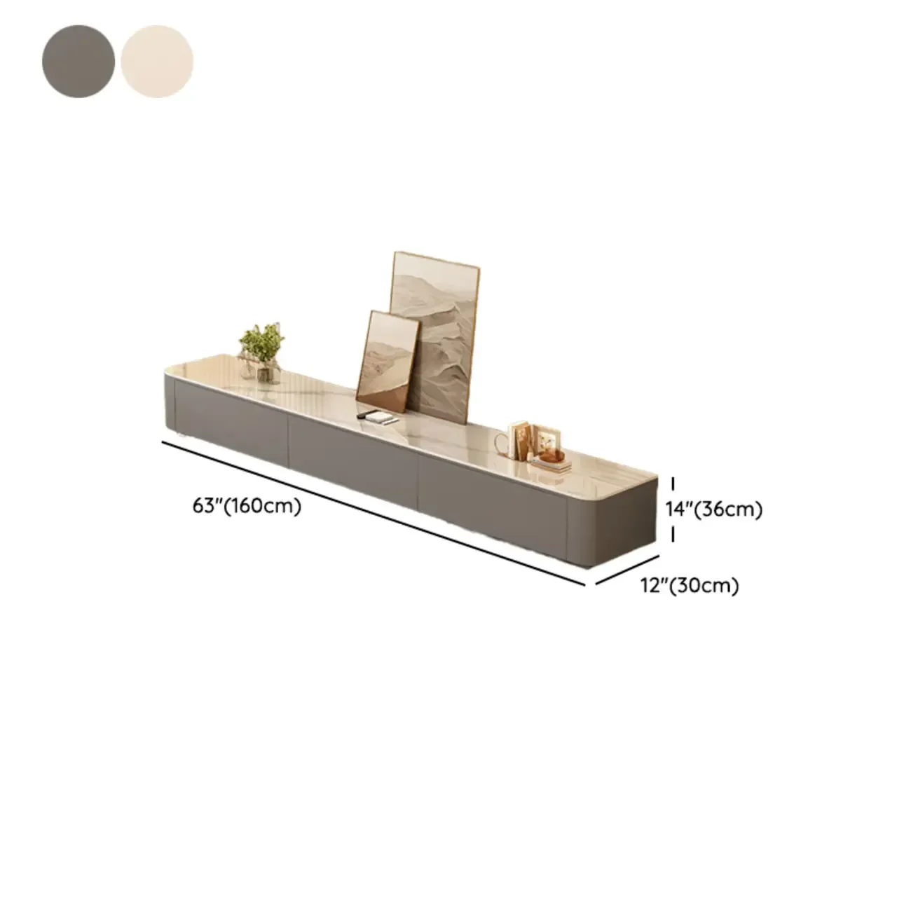 Modern Wooden TV Stand with Drawers and Cable Management