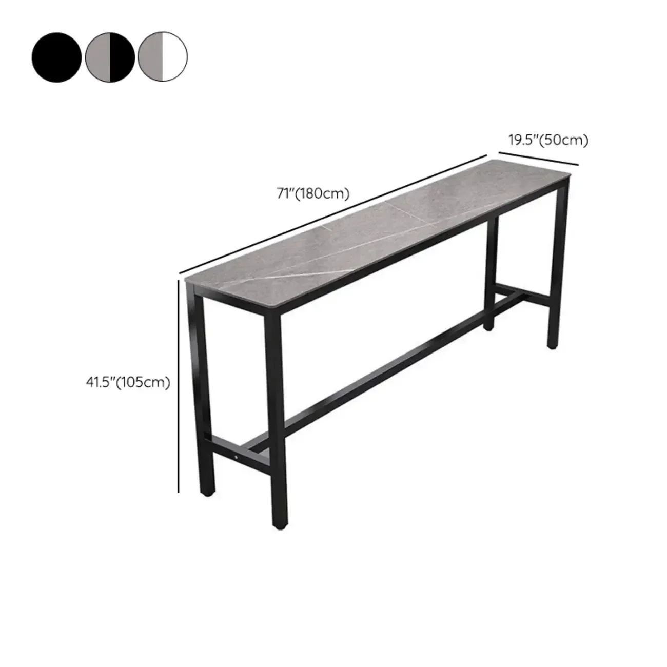 Modern Grey Stone Top Bar Height Table with Trestle Base