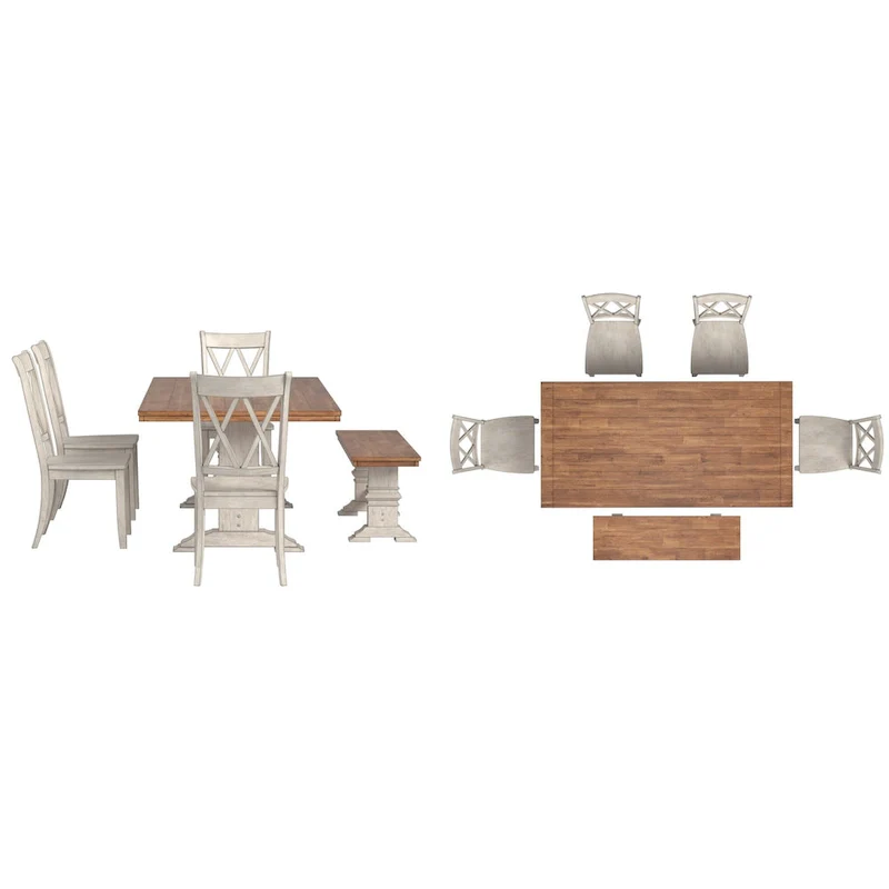Ronda 78.7 Rectangular Solid Wood Top Dining Set with X-Back Chairs