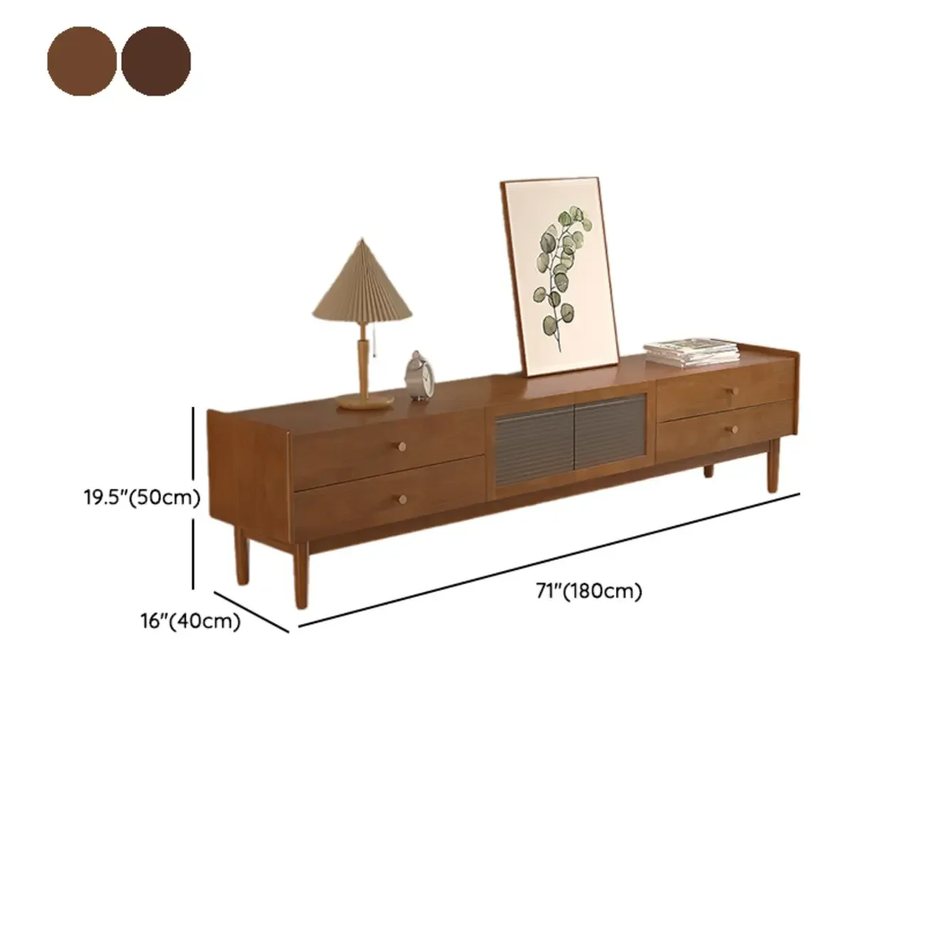71 Rectangle Cherry Wood TV Stand with Cabinet & Drawers