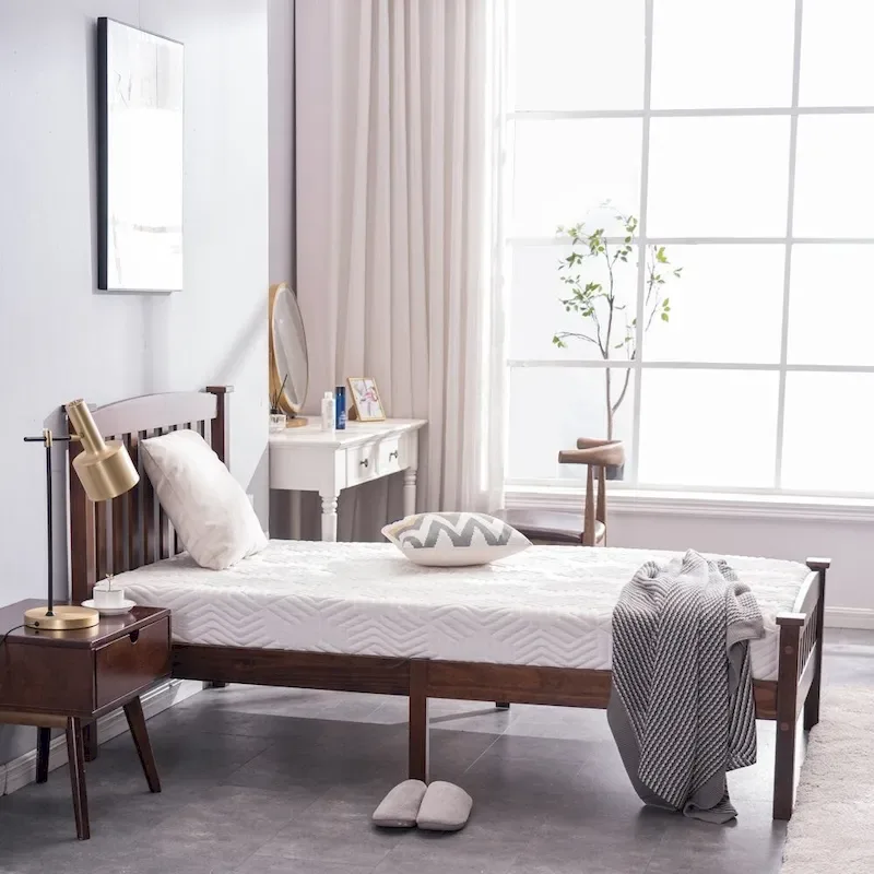 Classic Panel Bed Vertical Strip with Headboard Brown Twin/Full/Queen