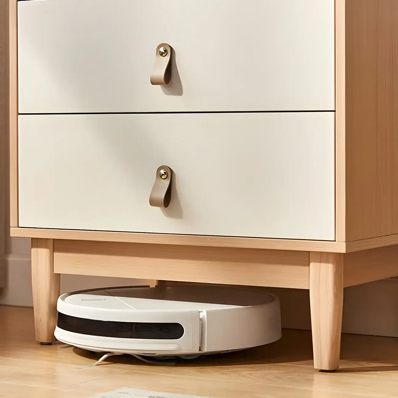 Durable Natural Finish Light Wood and Glass Drawers Dresser