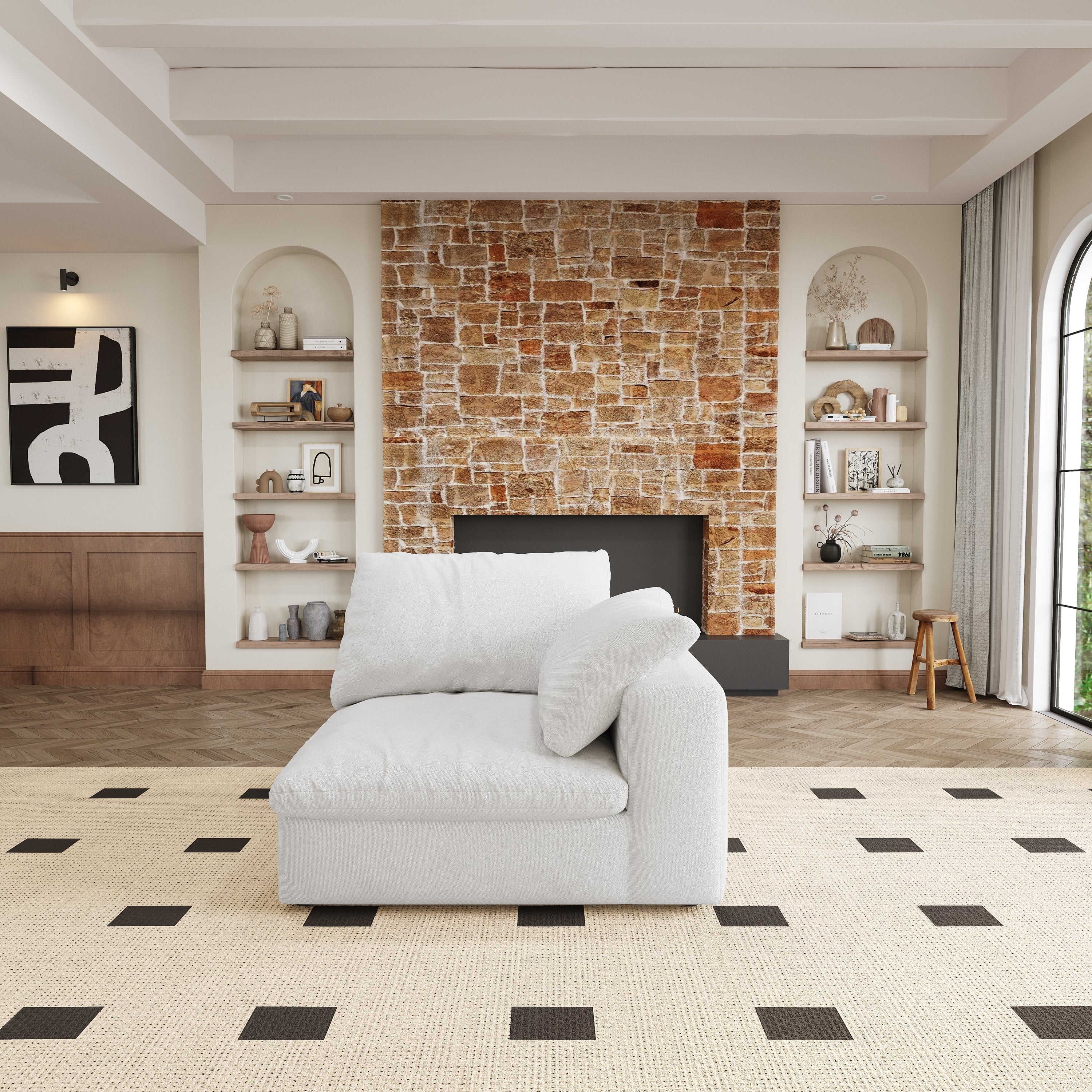 Walker Edison | Cloud Down Filled Comfort Modular Sectional Sofa Couch with Storage Ottoman