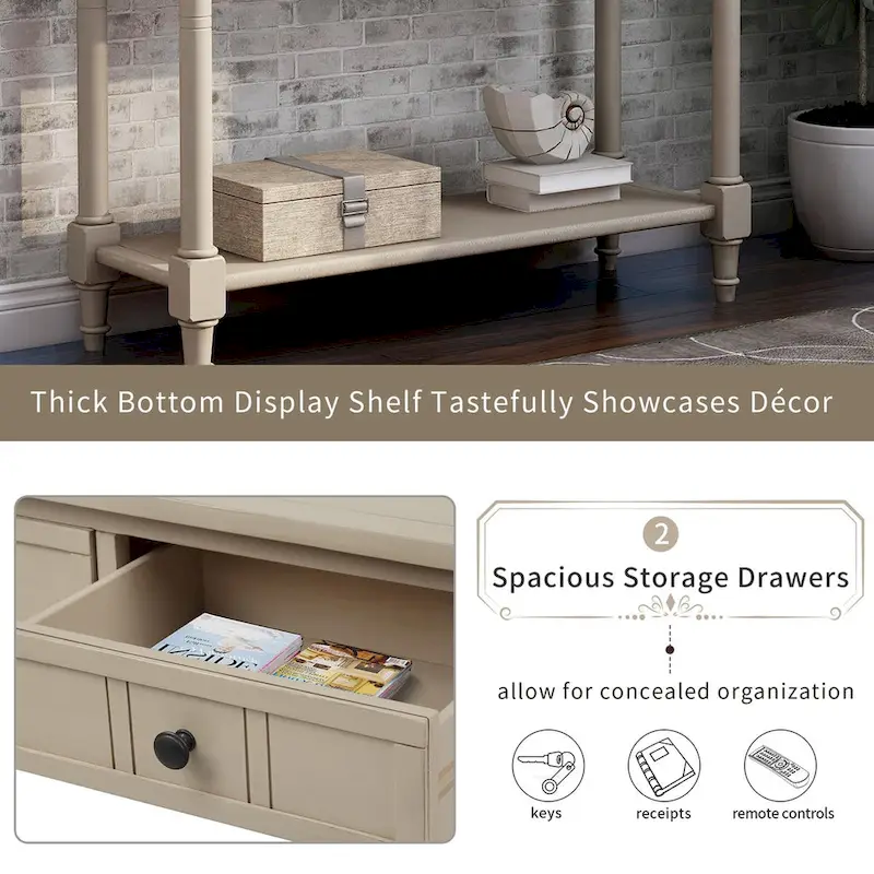 Daisy Series Console Table with 2 Drawers and Bottom Shelf