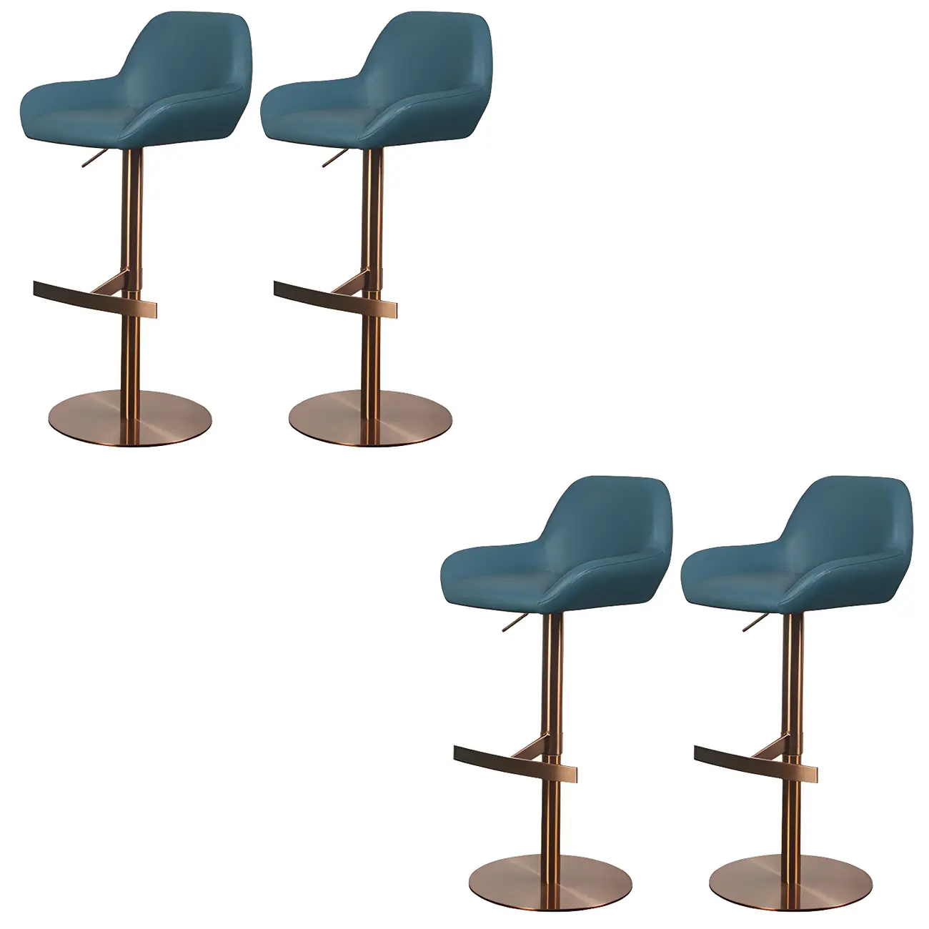 Glossy Metal Bucket Swivel Adjustable Bar Stools