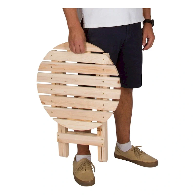 Remedy 19 Assembled Cedar Wood Round Collapsible Folding Table
