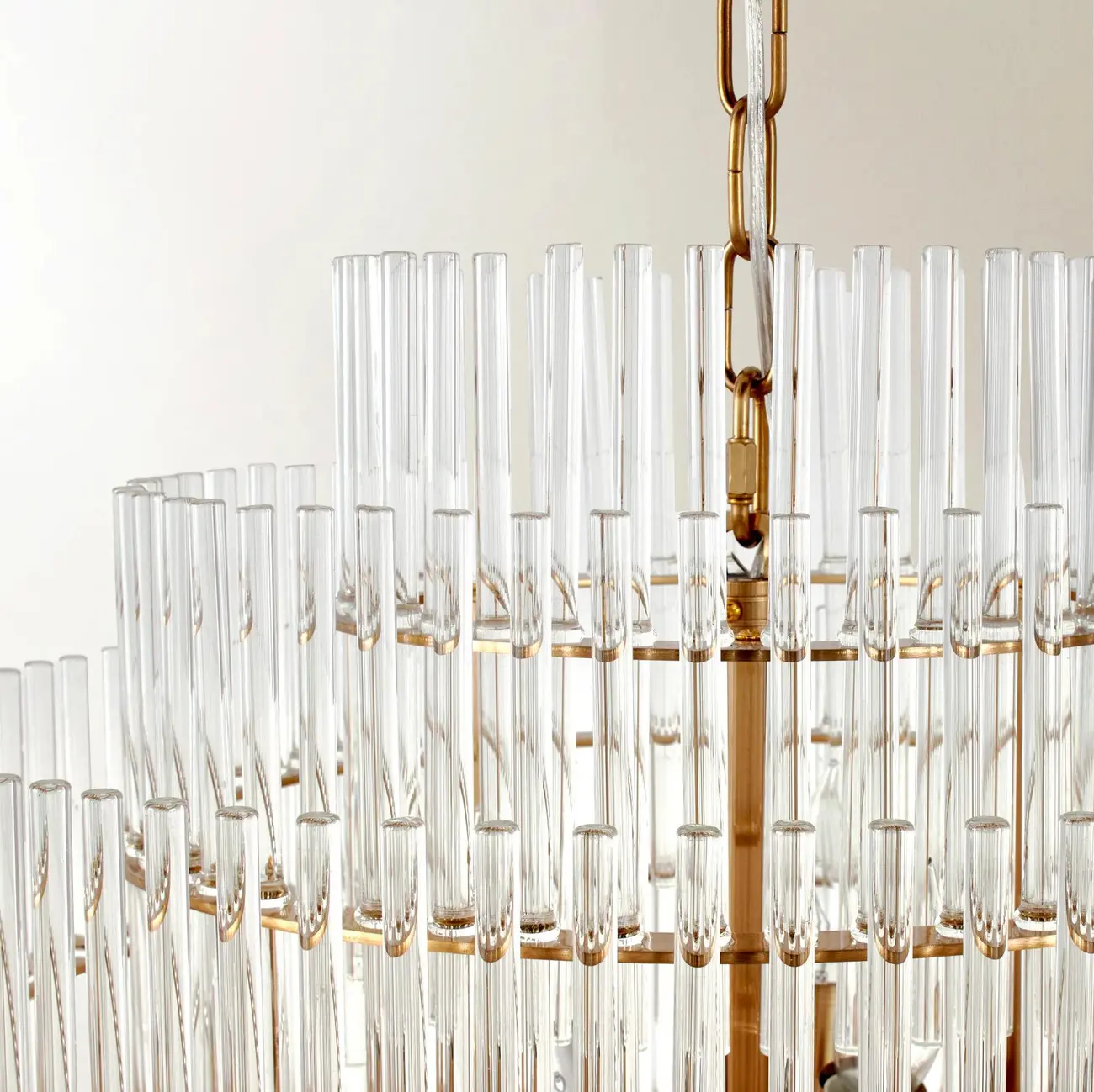 Modern Clear Glass Chandelier with Gold Finish