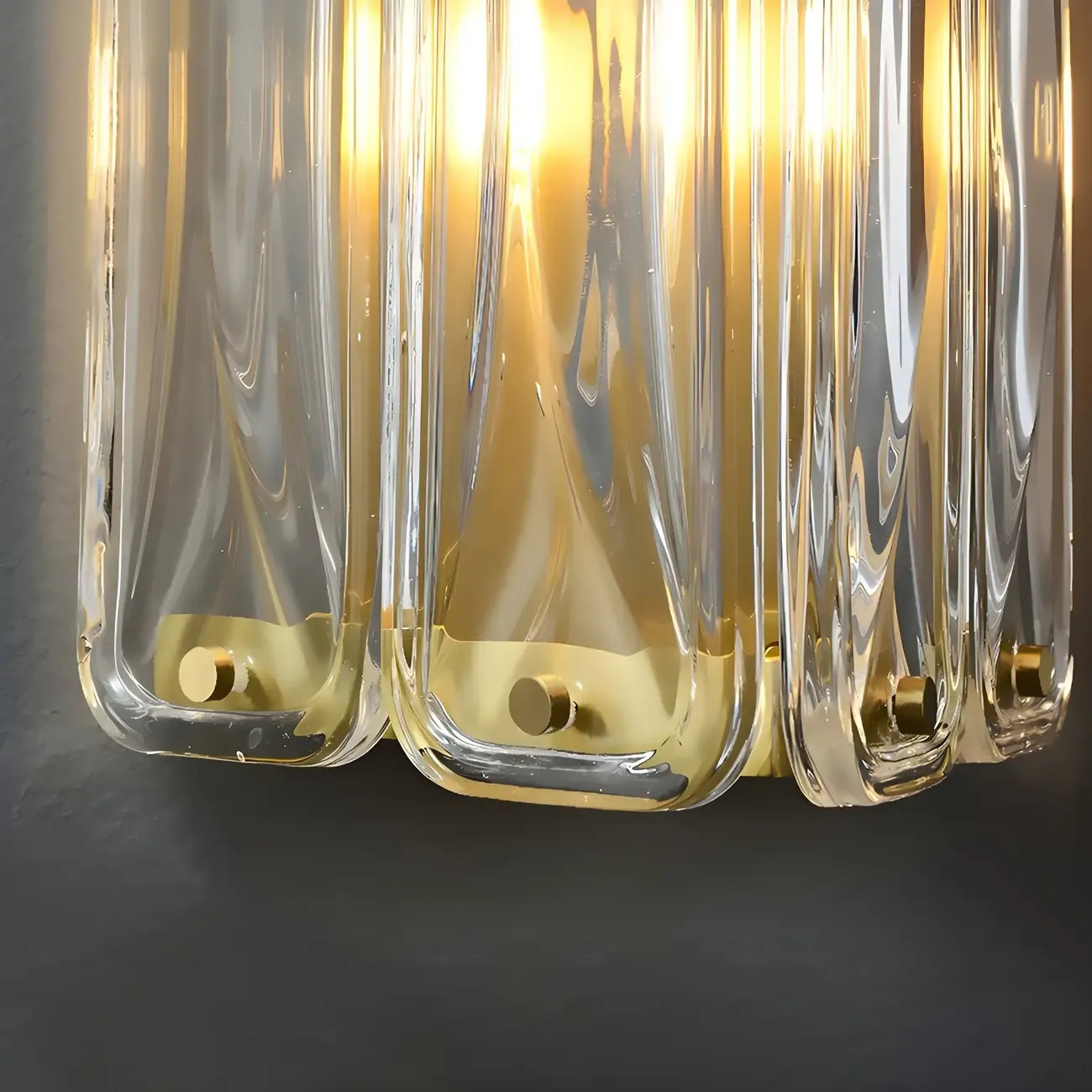 Modern Gold Metal Clear Glass Geometry Wall Sconce