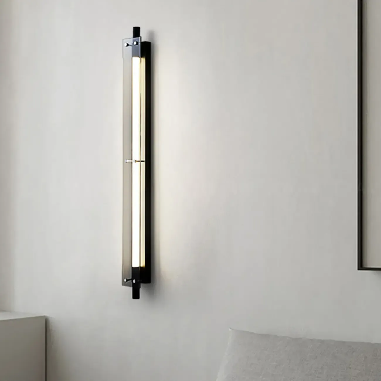 Modern Black Metal Linear Plastic Shade Wall Sconce