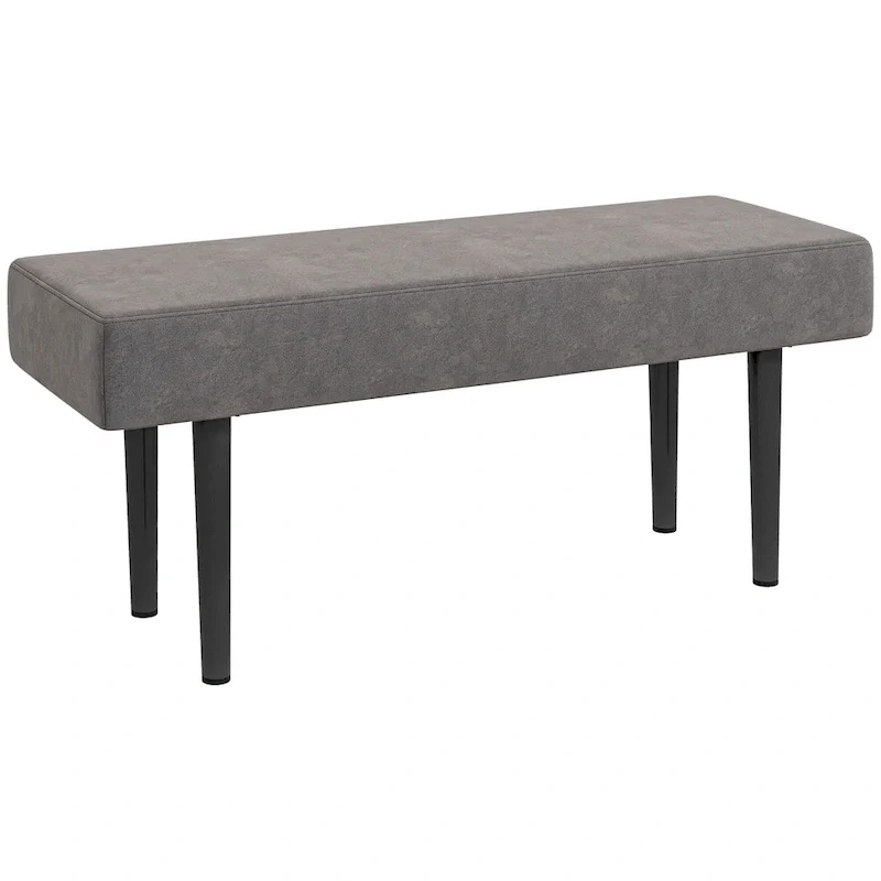 HOMCOM 39 End of Bed Bench, Upholstered Entryway Bench with Steel Legs, Bedroom Bench, Gray