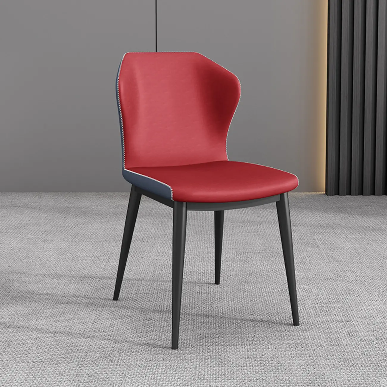 Modern Faux Leather Dining Chair with Wing Back Steel Legs
