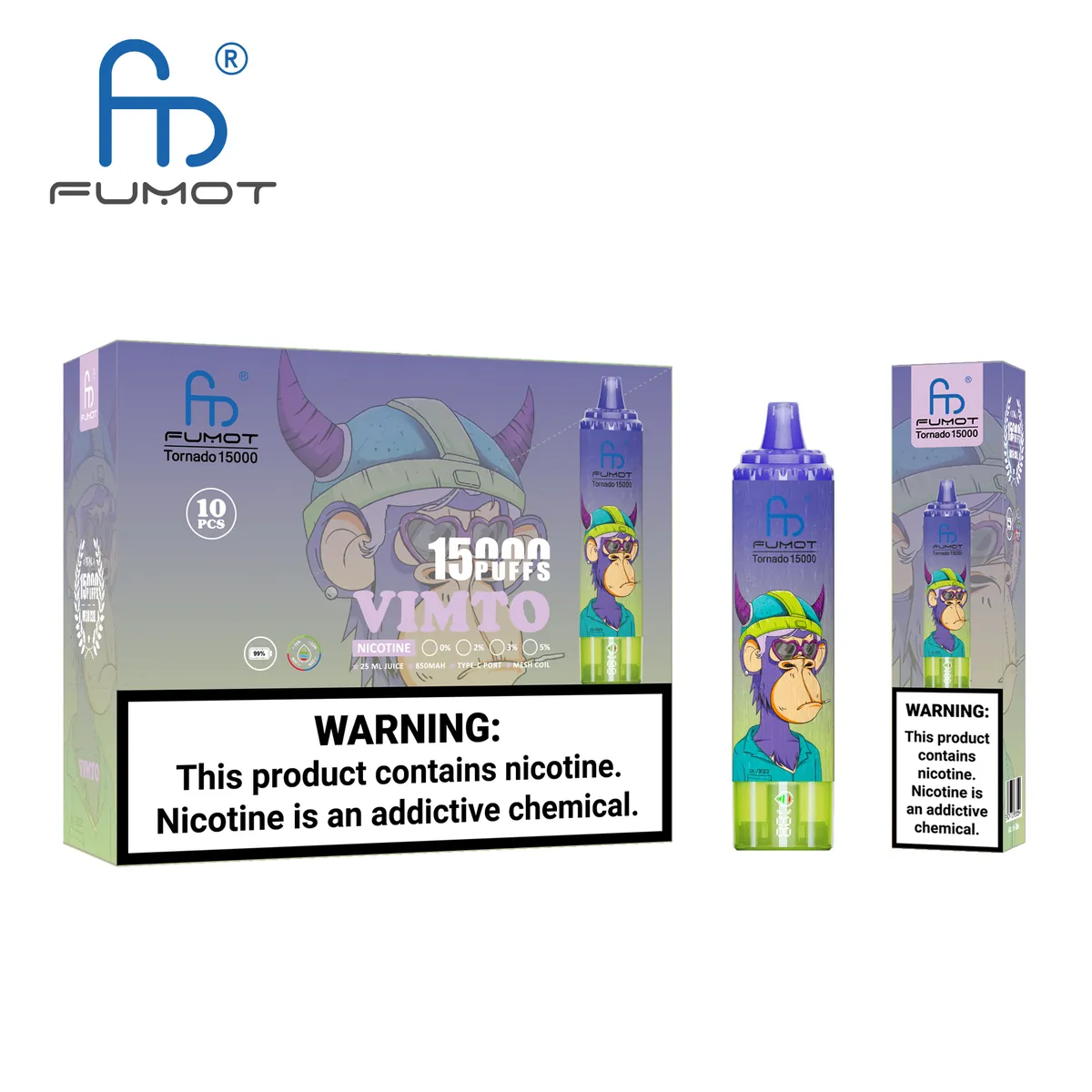 Fumot Tornado 15000 Vimto – 10er-Displaybox mit Einweg-Vape und Einzelpackung